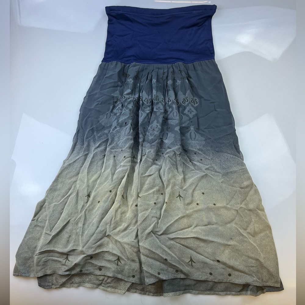 Crimson Blue/Grey Strapless Dress N253-47